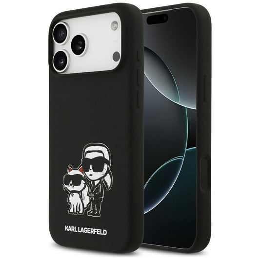 Калъф за Apple iPhone 17 Pro Max, Karl Lagerfeld, Sketch and Logo Karl & Choupette, Черен
