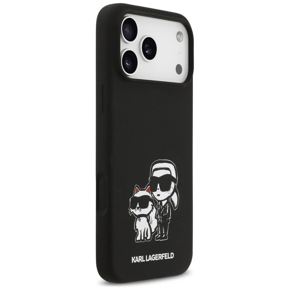 Калъф за Apple iPhone 17 Pro Max, Karl Lagerfeld, Sketch and Logo Karl & Choupette, Черен