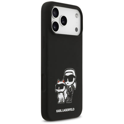 Калъф за Apple iPhone 17 Pro Max, Karl Lagerfeld, Sketch and Logo Karl & Choupette, Черен