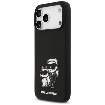 Калъф за Apple iPhone 17 Pro Max, Karl Lagerfeld, Sketch and Logo Karl & Choupette, Черен