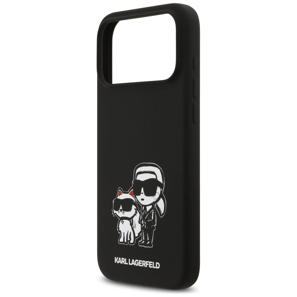 Калъф за Apple iPhone 17 Pro Max, Karl Lagerfeld, Sketch and Logo Karl & Choupette, Черен