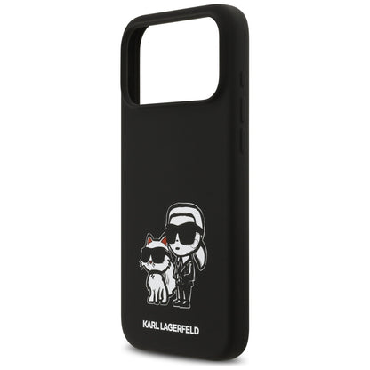 Калъф за Apple iPhone 17 Pro Max, Karl Lagerfeld, Sketch and Logo Karl & Choupette, Черен