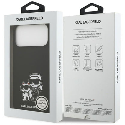 Калъф за Apple iPhone 17 Pro Max, Karl Lagerfeld, Sketch and Logo Karl & Choupette, Черен