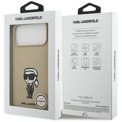 Калъф за Apple iPhone 17 Pro Max, Karl Lagerfeld, Sketch and Logo Karl, Кафяв