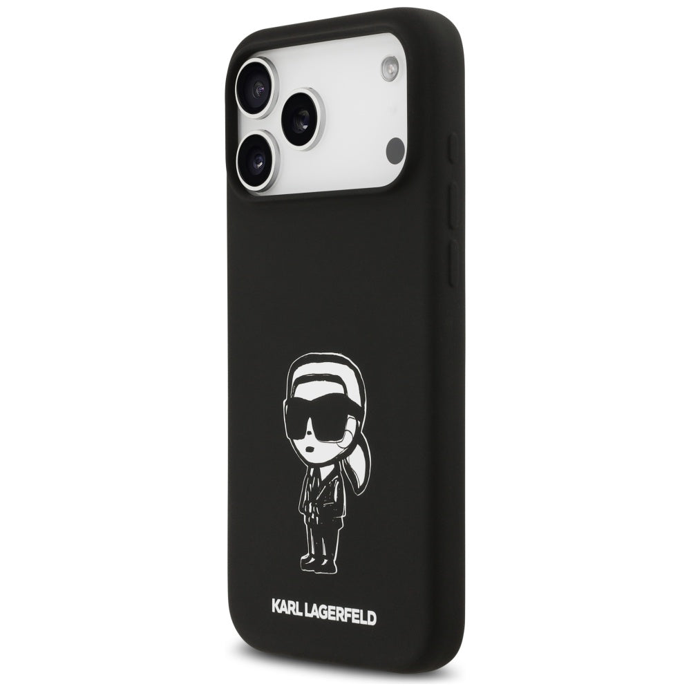 Калъф за Apple iPhone 17 Pro Max, Karl Lagerfeld, Sketch and Logo Karl, Черен