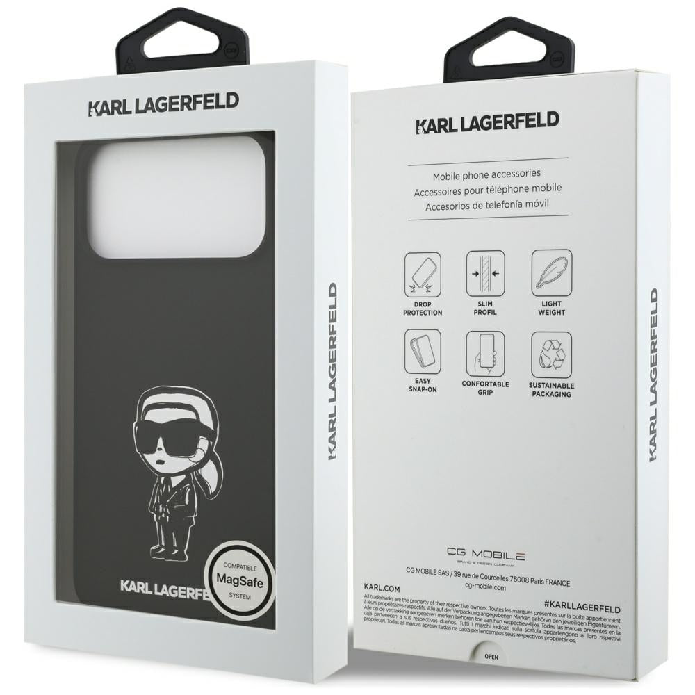 Калъф за Apple iPhone 17 Pro Max, Karl Lagerfeld, Sketch and Logo Karl, Черен
