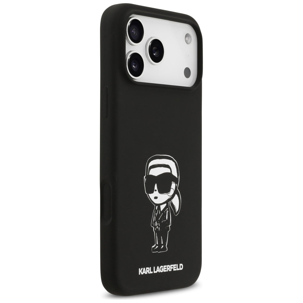 Калъф за Apple iPhone 17 Pro Max, Karl Lagerfeld, Sketch and Logo Karl, Черен