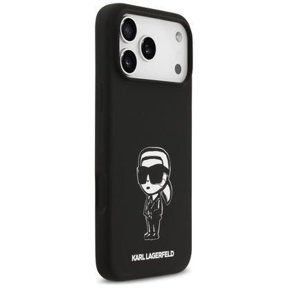 Калъф за Apple iPhone 17 Pro Max, Karl Lagerfeld, Sketch and Logo Karl, Черен