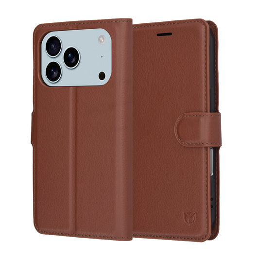 Калъф за Apple iPhone 17 Pro Max, Techsuit, Leather Folio, Кафяв