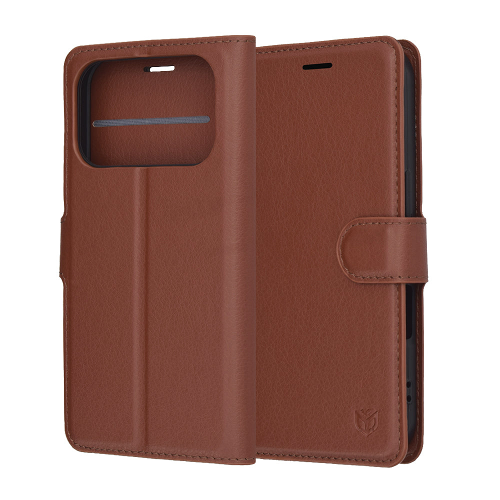Калъф за Apple iPhone 17 Pro Max, Techsuit, Leather Folio, Кафяв