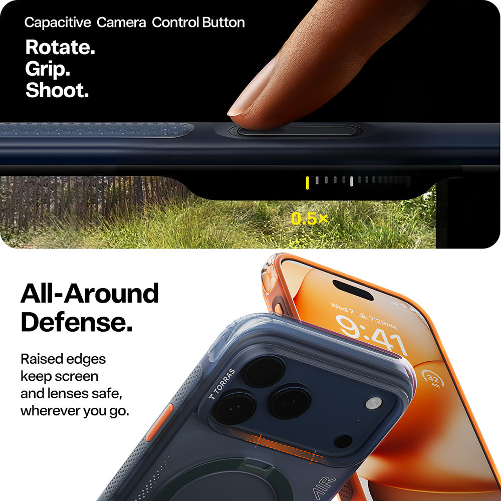 Case for Apple iPhone 17 Pro Max, Torras, Ostand Spin Air, Blue
