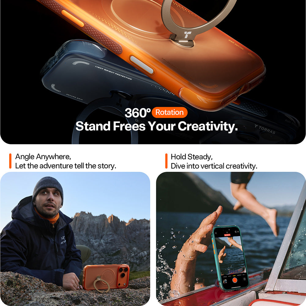 Калъф за Apple iPhone 17 Pro, Torras, Ostand Spin Air, Син