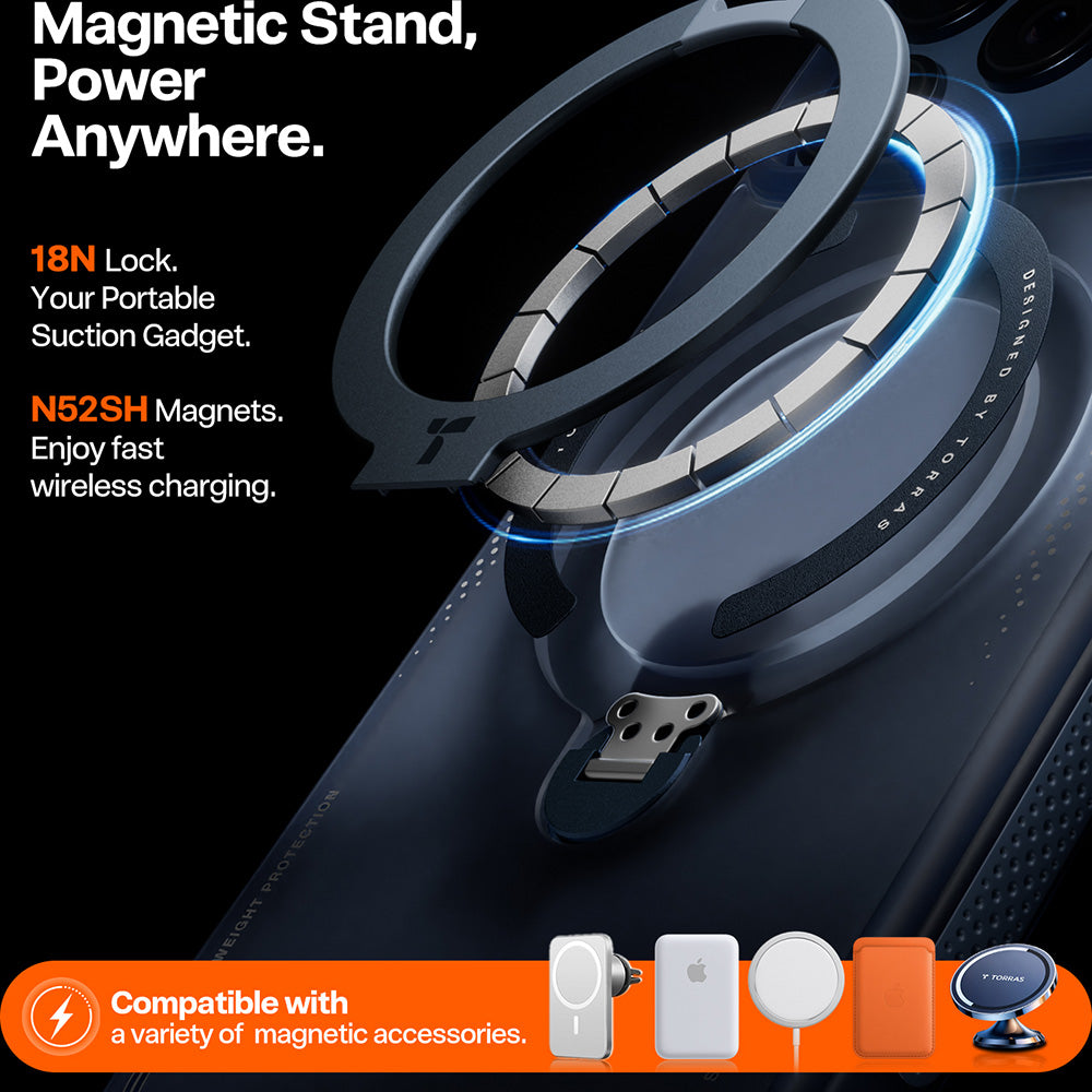 Калъф за Apple iPhone 17 Pro, Torras, Ostand Spin Air, Син