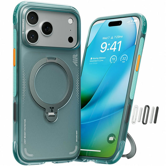 Калъф за Apple iPhone 17 Pro, Torras, Ostand Spin Air, Зелен