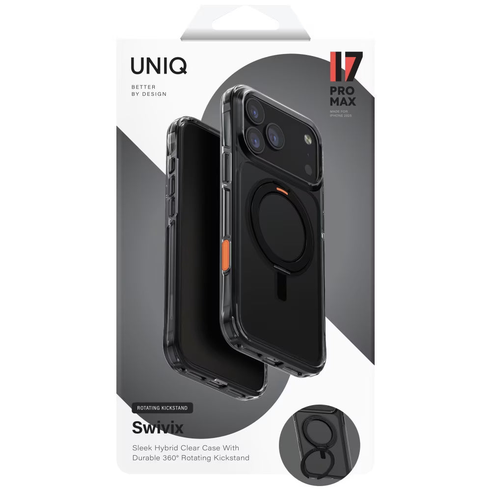 Калъф за Apple iPhone 17 Pro, UNIQ, Swivix, Черен