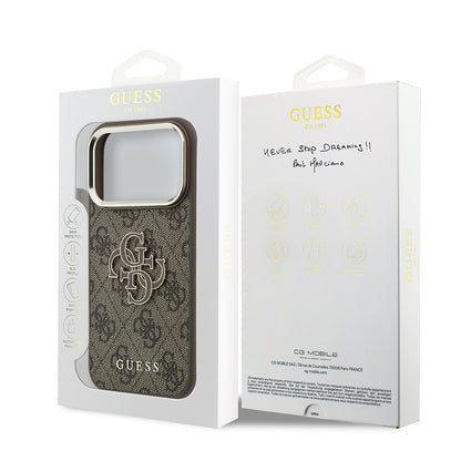 Калъф за Apple iPhone 18 Pro / 17 Pro, Guess, 4G Big Resin Logo, Кафяв