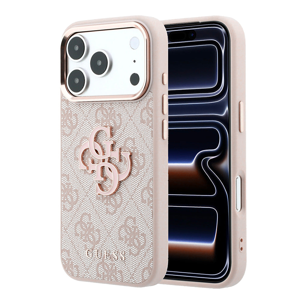 Калъф за Apple iPhone 18 Pro / 17 Pro, Guess, 4G Big Resin Logo, Розов