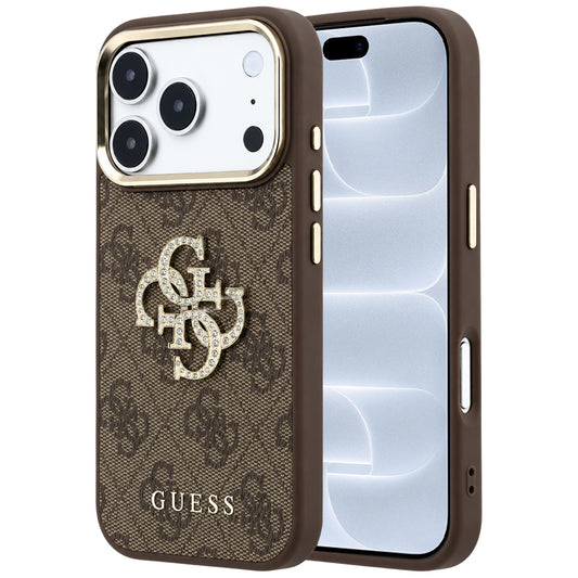 Калъф за Apple iPhone 18 Pro / 17 Pro, Guess, 4G Big Strass Logo, Кафяв
