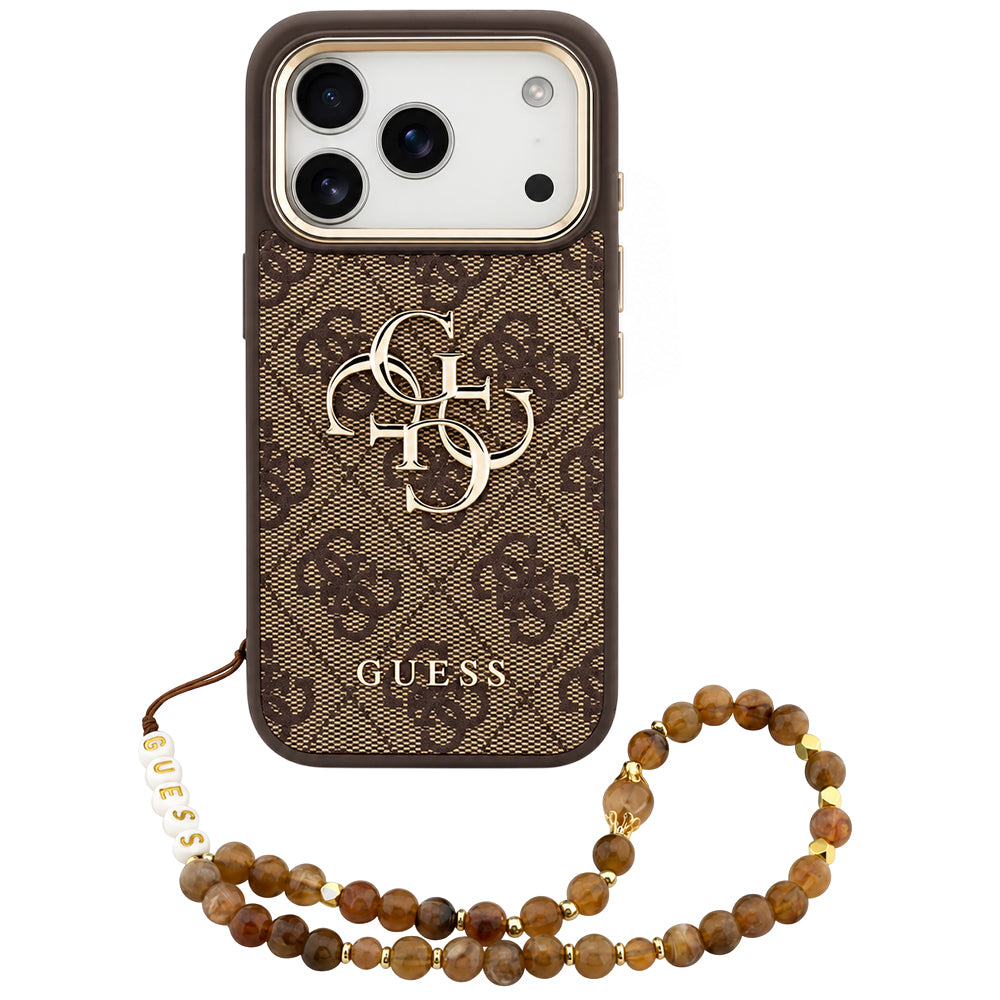 Калъф за Apple iPhone 18 Pro / 17 Pro, Guess, 4G Classic Logo with Strap, златистокафяво