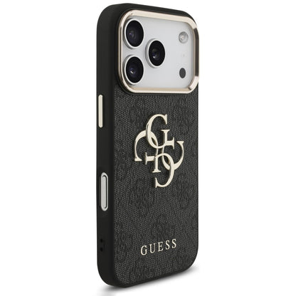 Case for Apple iPhone 18 Pro / 17 Pro, Guess, 4G Classic Logo with Strap, Black Gold
