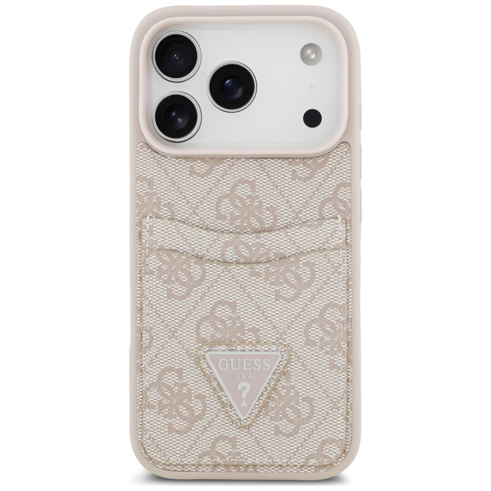 Калъф за Apple iPhone 18 Pro / 17 Pro, Guess, 4G Double Card Triangle, розов