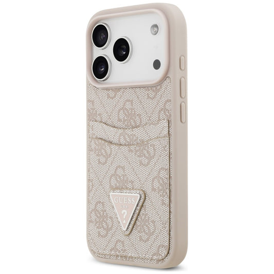 Калъф за Apple iPhone 18 Pro / 17 Pro, Guess, 4G Double Card Triangle, розов