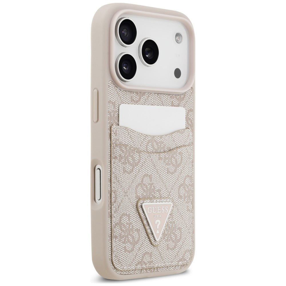 Калъф за Apple iPhone 18 Pro / 17 Pro, Guess, 4G Double Card Triangle, розов