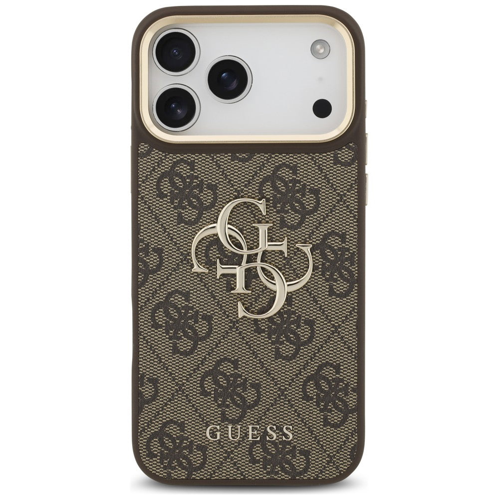 Калъф за Apple iPhone 18 Pro / 17 Pro, Guess, Big 4G Classic Logo & Big Strap Metal Buttons, кафяво