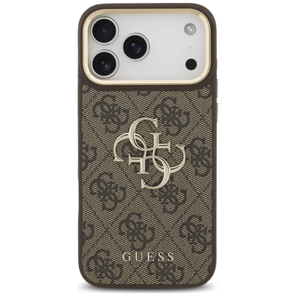 Калъф за Apple iPhone 18 Pro / 17 Pro, Guess, Big 4G Classic Logo & Big Strap Metal Buttons, кафяво