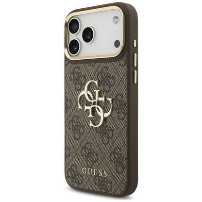 Калъф за Apple iPhone 18 Pro / 17 Pro, Guess, Big 4G Classic Logo & Big Strap Metal Buttons, кафяво