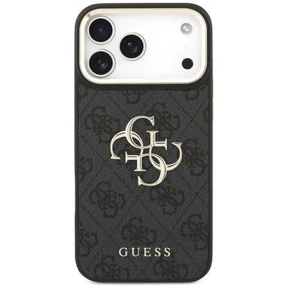Калъф за Apple iPhone 18 Pro / 17 Pro, Guess, Big 4G Classic Logo & Big Strap Metal Buttons, черен