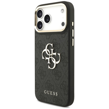 Калъф за Apple iPhone 18 Pro / 17 Pro, Guess, Big 4G Classic Logo & Big Strap Metal Buttons, черен