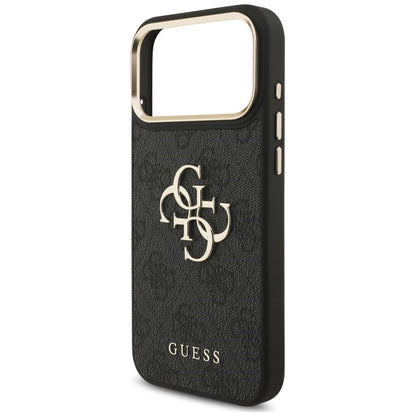 Калъф за Apple iPhone 18 Pro / 17 Pro, Guess, Big 4G Classic Logo & Big Strap Metal Buttons, черен