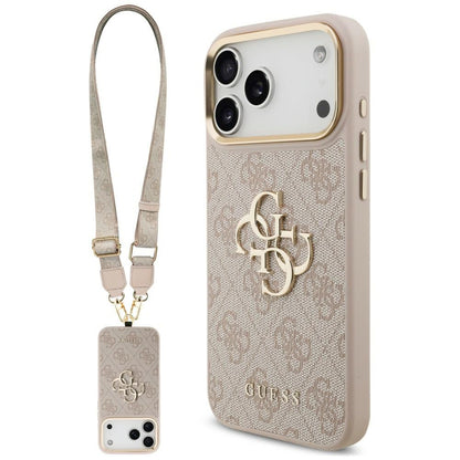 Калъф за Apple iPhone 18 Pro / 17 Pro, Guess, Big 4G Classic Logo & Big Strap Metal Buttons, розов