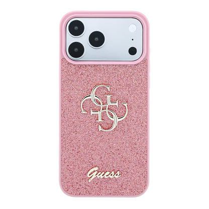 Калъф за Apple iPhone 18 Pro / 17 Pro, Guess, Fixed Glitter Big 4G, Розов