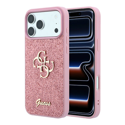 Калъф за Apple iPhone 18 Pro / 17 Pro, Guess, Fixed Glitter Big 4G, Розов