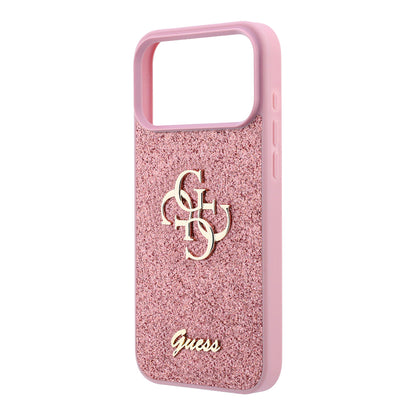 Калъф за Apple iPhone 18 Pro / 17 Pro, Guess, Fixed Glitter Big 4G, Розов