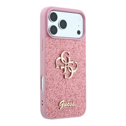 Калъф за Apple iPhone 18 Pro / 17 Pro, Guess, Fixed Glitter Big 4G, Розов