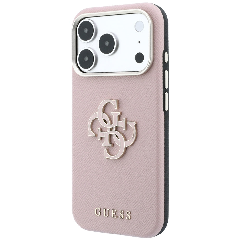 Case for Apple iPhone 18 Pro / 17 Pro, Guess, Grained Big Resin Logo, Pink