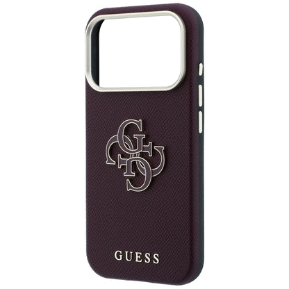 Калъф за Apple iPhone 18 Pro / 17 Pro, Guess, Гранулирано голямо лого от смола, Вишнев
