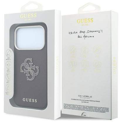Калъф за Apple iPhone 18 Pro / 17 Pro, Guess, Гранулирано голямо лого от смола, Вишнев