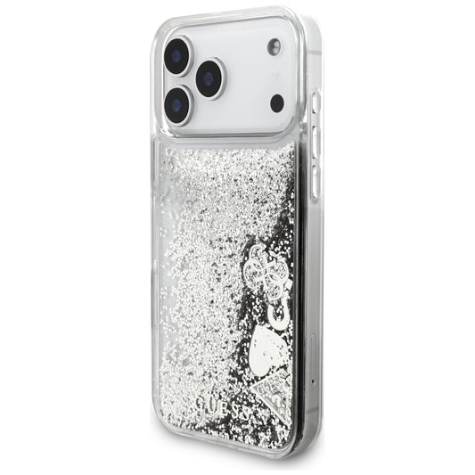 Калъф за Apple iPhone 18 Pro / 17 Pro, Guess, Liquid Glitter Charms, сребристо