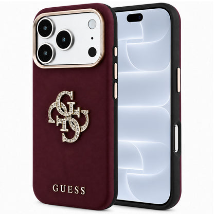 Калъф за Apple iPhone 18 Pro / 17 Pro, Guess, Smooth Big Strass Logo, Бордо