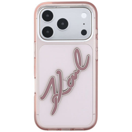 Калъф за Apple iPhone 18 Pro / 17 Pro, Karl Lagerfeld, IML Голямо подписано лого от смола и метална рамка, розов