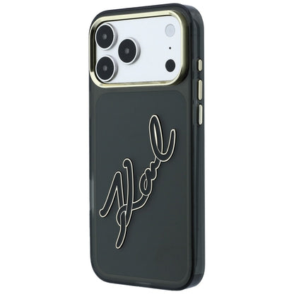Калъф за Apple iPhone 18 Pro / 17 Pro, Karl Lagerfeld, IML Big Signature Resin Logo и метална рамка, черен