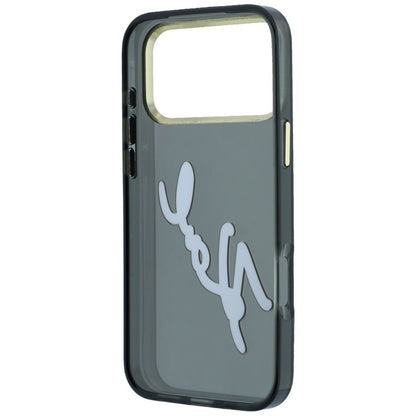 Калъф за Apple iPhone 18 Pro / 17 Pro, Karl Lagerfeld, IML Big Signature Resin Logo и метална рамка, черен