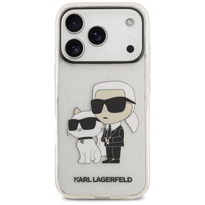 Калъф за Apple iPhone 18 Pro / 17 Pro, Karl Lagerfeld, IML Glitter Karl and Choupette NFT, прозрачен