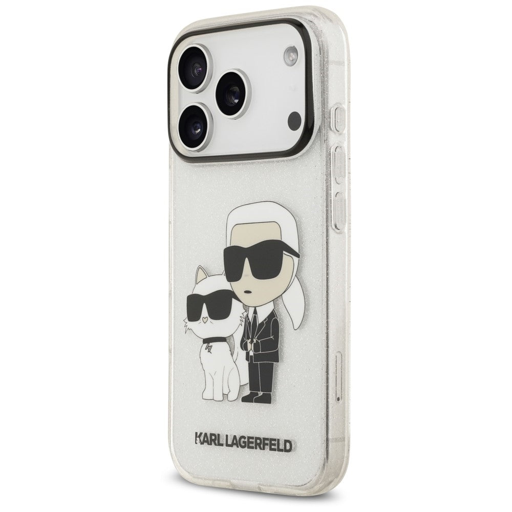 Калъф за Apple iPhone 18 Pro / 17 Pro, Karl Lagerfeld, IML Glitter Karl and Choupette NFT, прозрачен