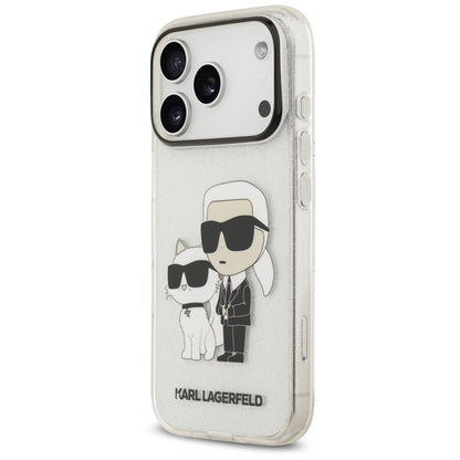 Калъф за Apple iPhone 18 Pro / 17 Pro, Karl Lagerfeld, IML Glitter Karl and Choupette NFT, прозрачен