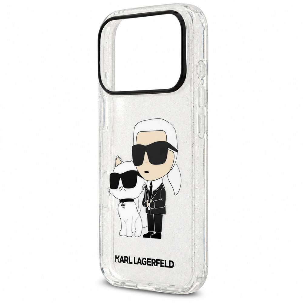 Калъф за Apple iPhone 18 Pro / 17 Pro, Karl Lagerfeld, IML Glitter Karl and Choupette NFT, прозрачен